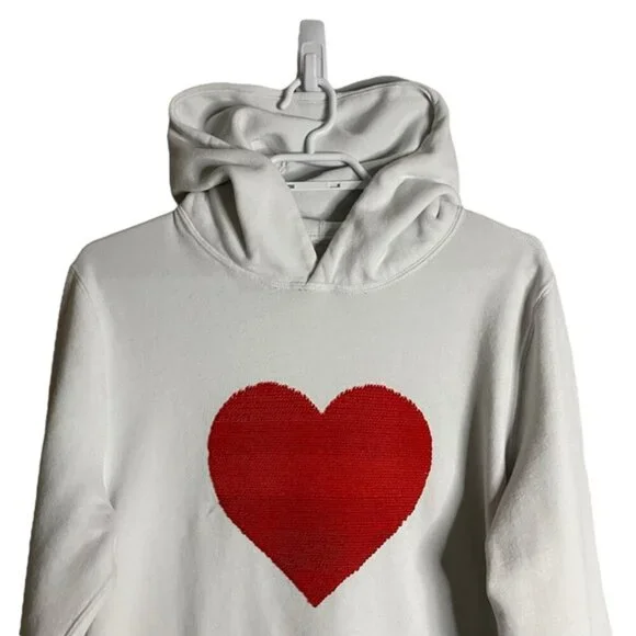 Abercrombie & Fitch Off-White Pride Love Flip Sequin Sweatshirt Hoodie - Picture 2 of 13